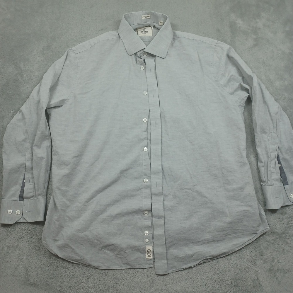 Todd Snyder Shirt Mens 17.5 Gray Button Up Melange‎ Yarns Preppy Long Sleeve